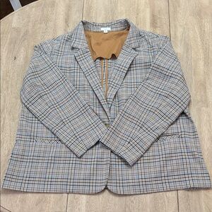 J. Jill Women Checkered Blazer - Black, Gray, Tan